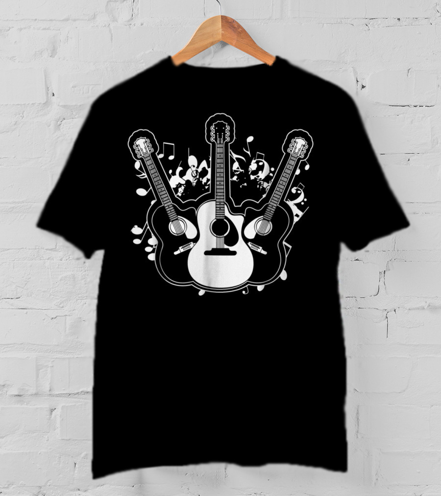 Acoustic Guitar Dad Rock Star Music Notes T-Shirt