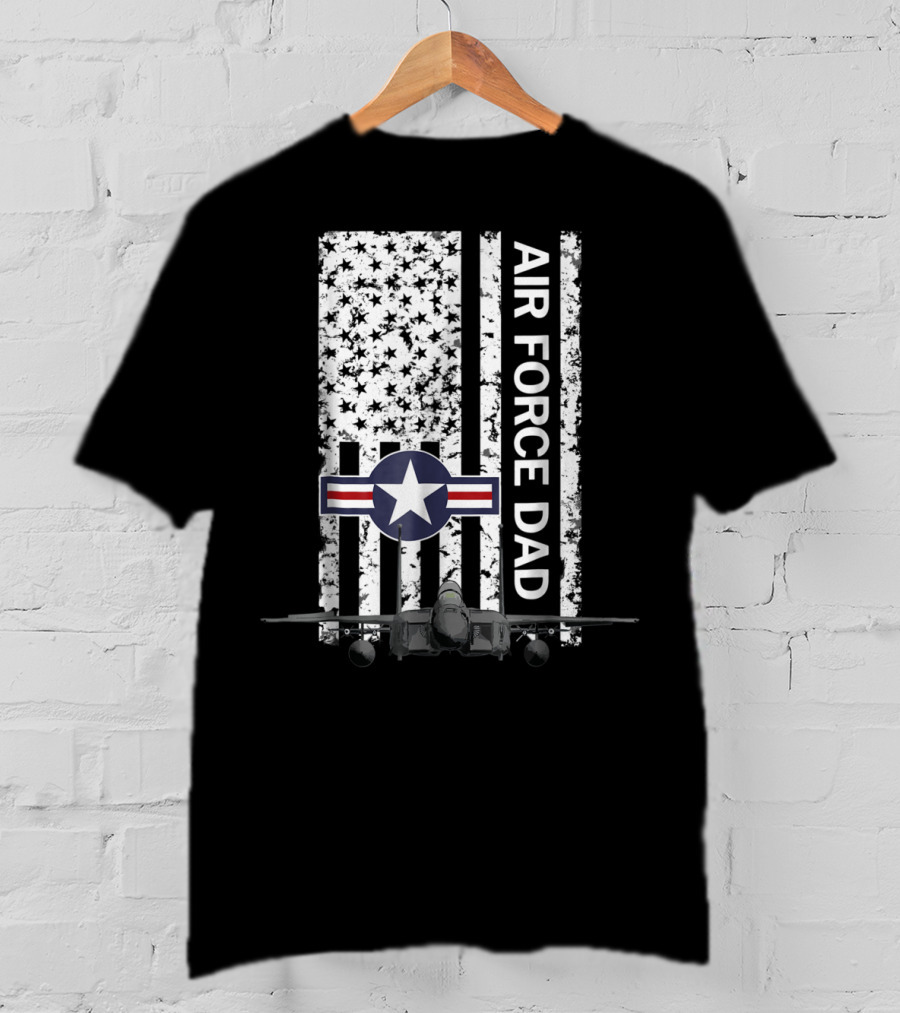 Air Force Dad Grunge Flag With F15 Jet And Star Emblem T-Shirt
