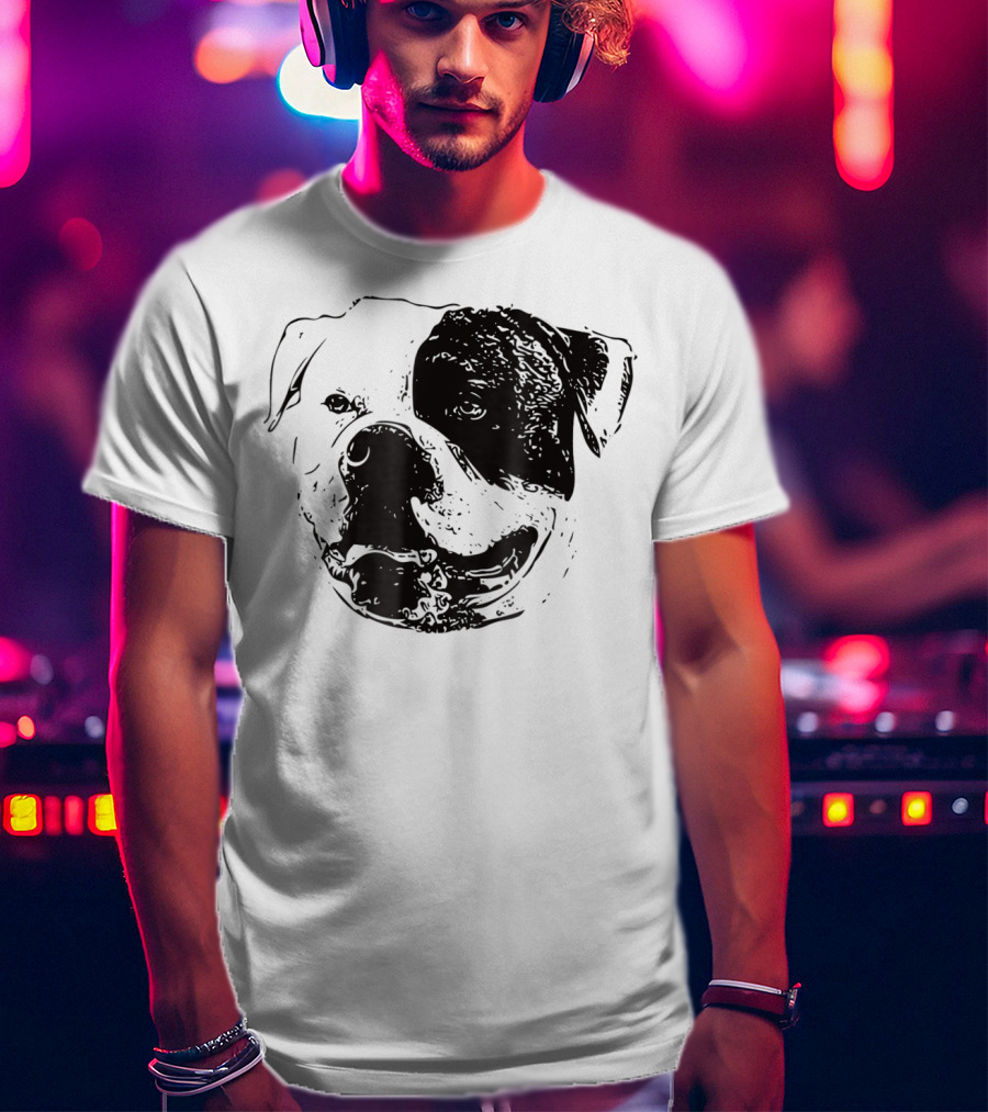 American Bulldog Dog Mom Or Dad Face T-Shirt