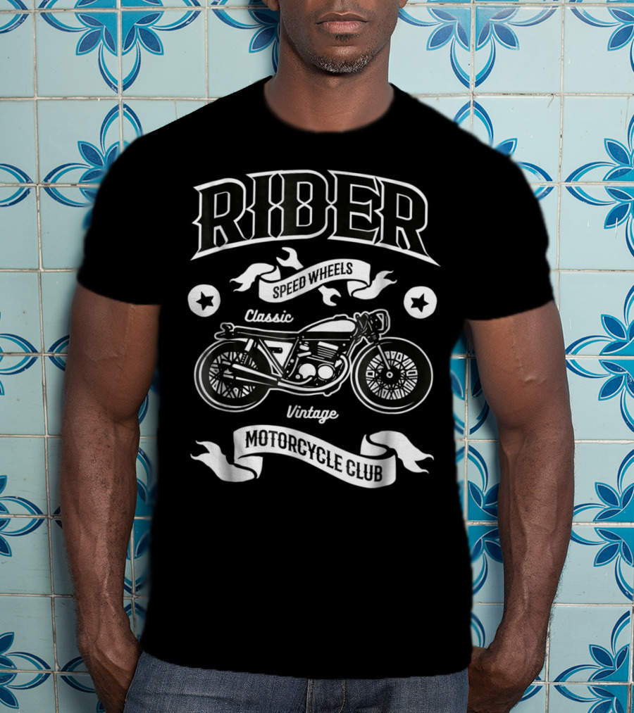 Rider Speed Wheels Classic Vintage Motorcycle Club American Vintage Motorcycles Biker Dad T-Shirt
