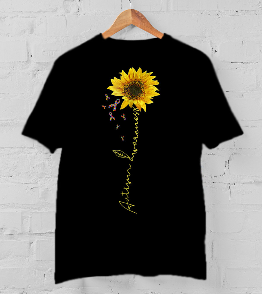 Autism Awareness Sunflower Puzzle Ribbon Kids69 T-Shirt