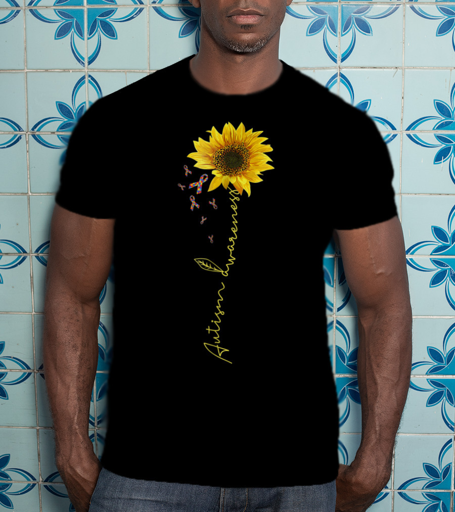 Autism Awareness Sunflower Puzzle Ribbon Kids69 T-Shirt
