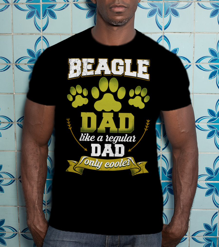 Beagle Dad Like A Regular Dad Only Cooler Paw Prints T-Shirt