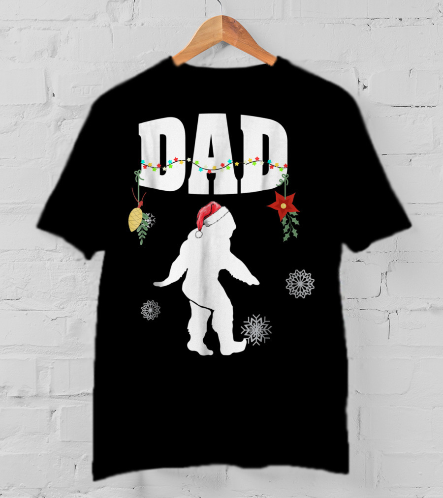 Dad Bigfoot Santa Christmas Family Matching T-Shirt
