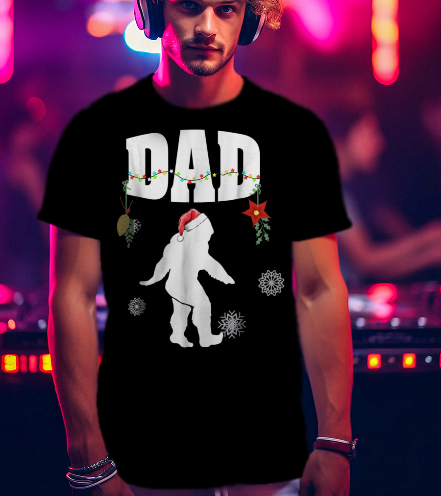 Dad Bigfoot Santa Christmas Family Matching T-Shirt