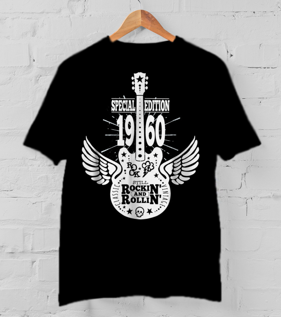 Special Edition 1960 Vintage Classic Rock And Roll Winged Guitar T-Shirt