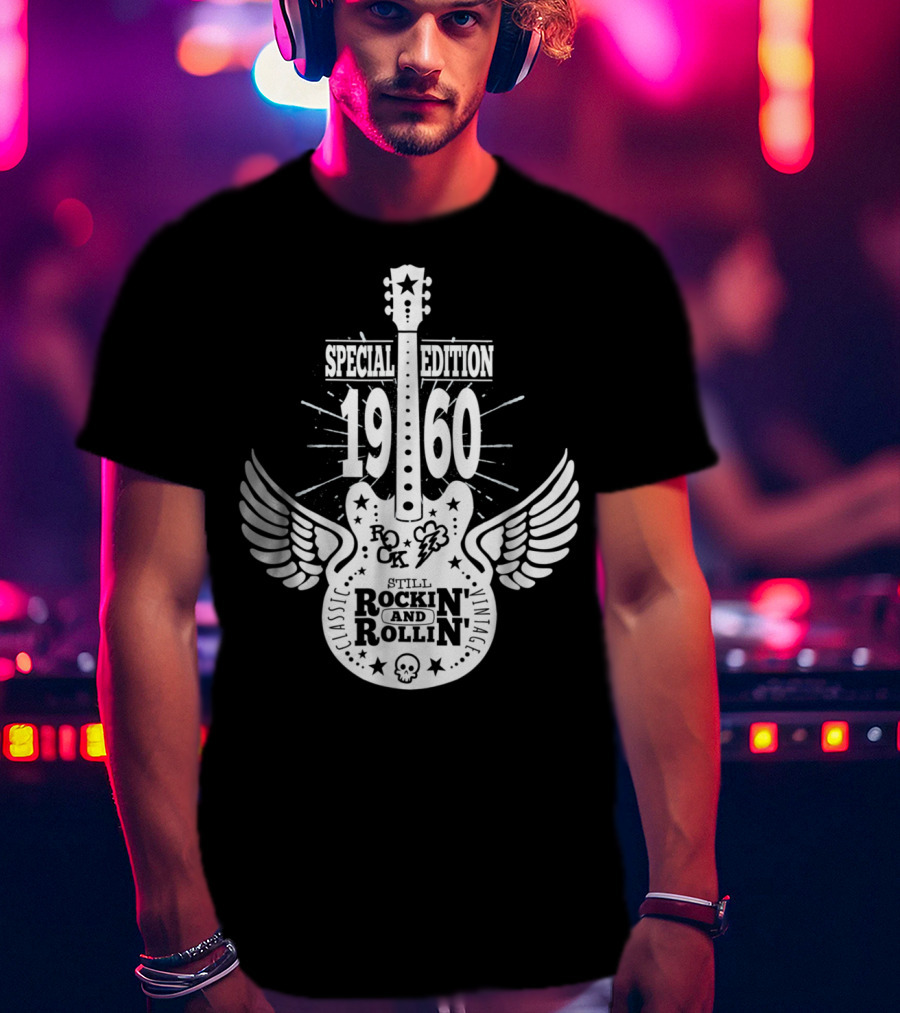 Special Edition 1960 Vintage Classic Rock And Roll Winged Guitar T-Shirt