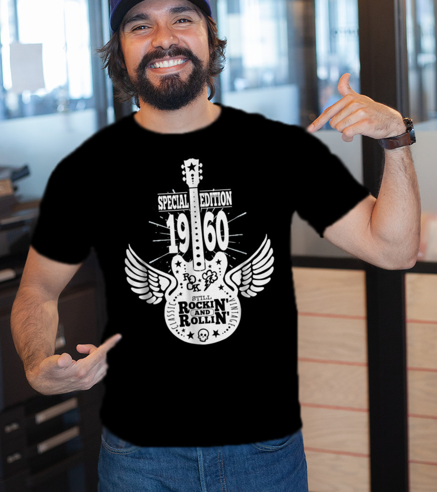 Special Edition 1960 Vintage Classic Rock And Roll Winged Guitar T-Shirt
