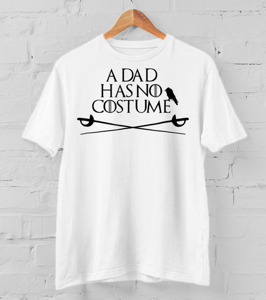 A Dad Has No Costume Funny Halloween Fencing Sword With Raven And Crossed Sabres T-Shirt