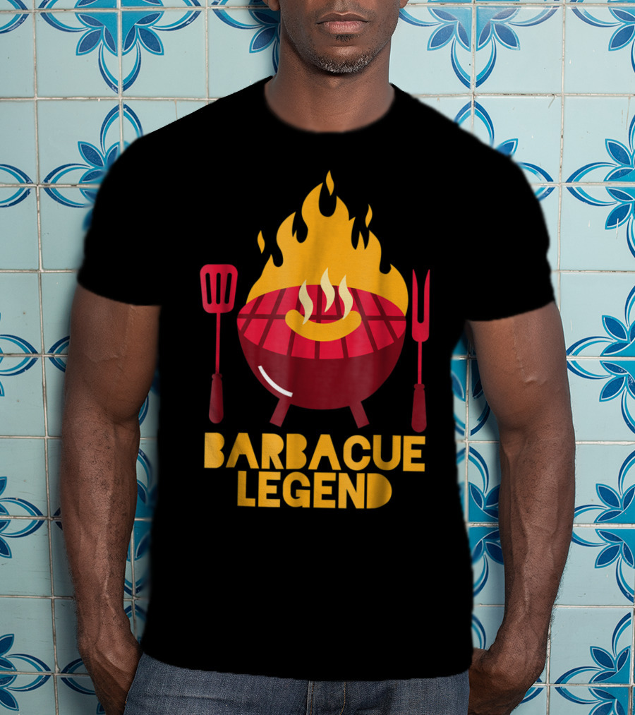 Barbecue Legend Hot BBQ Flaming Grill Grilling Dad62 T-Shirt
