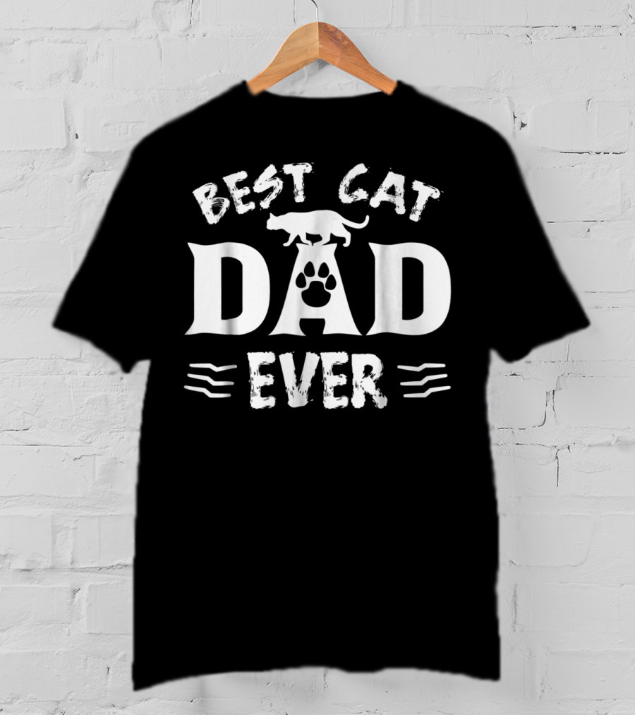 Best Cat Dad Ever Paw Print Funny Cat Lovers T-Shirt