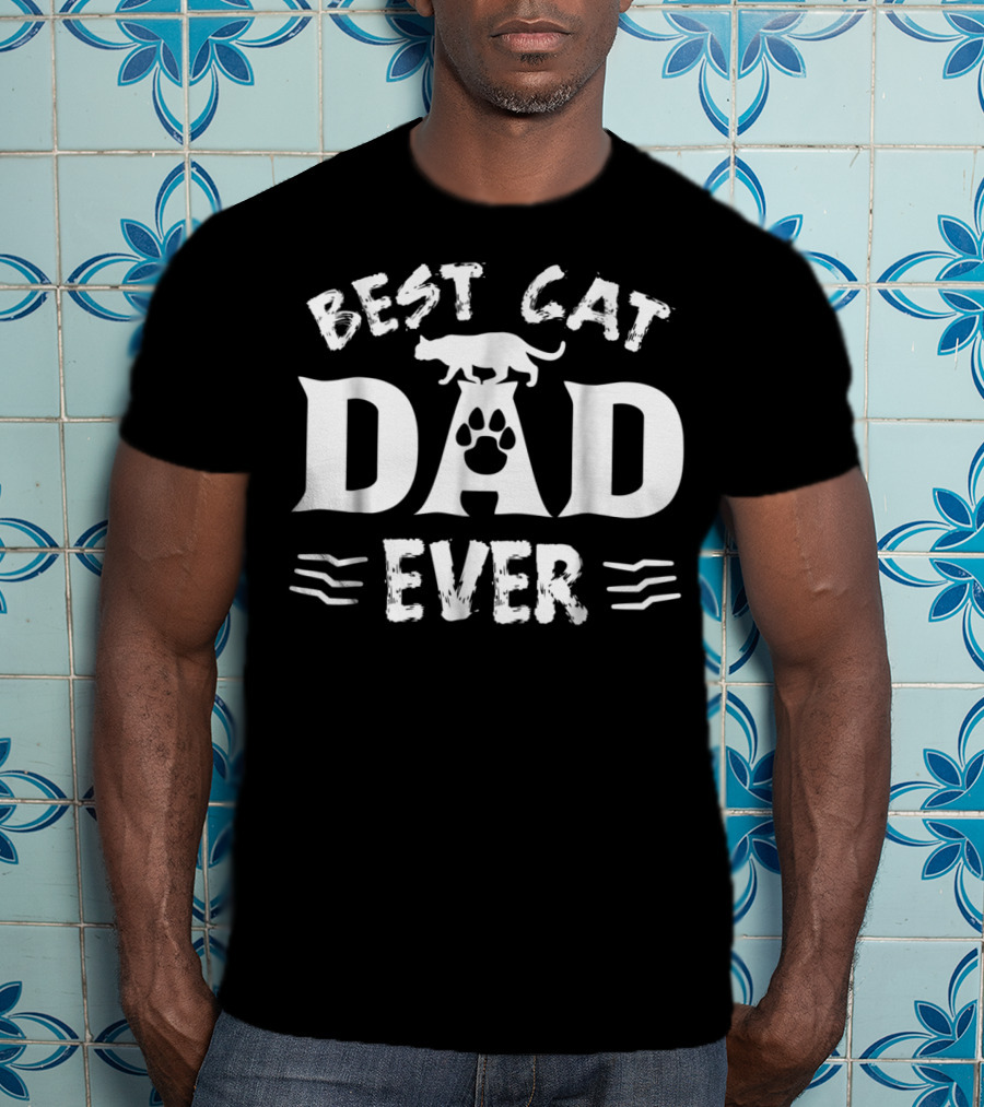 Best Cat Dad Ever Paw Print Funny Cat Lovers T-Shirt