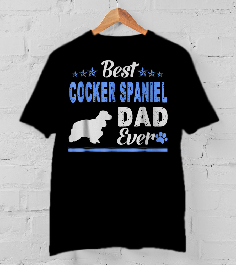 Best Cocker Spaniel Dad Ever With Paw And Stars T-Shirt