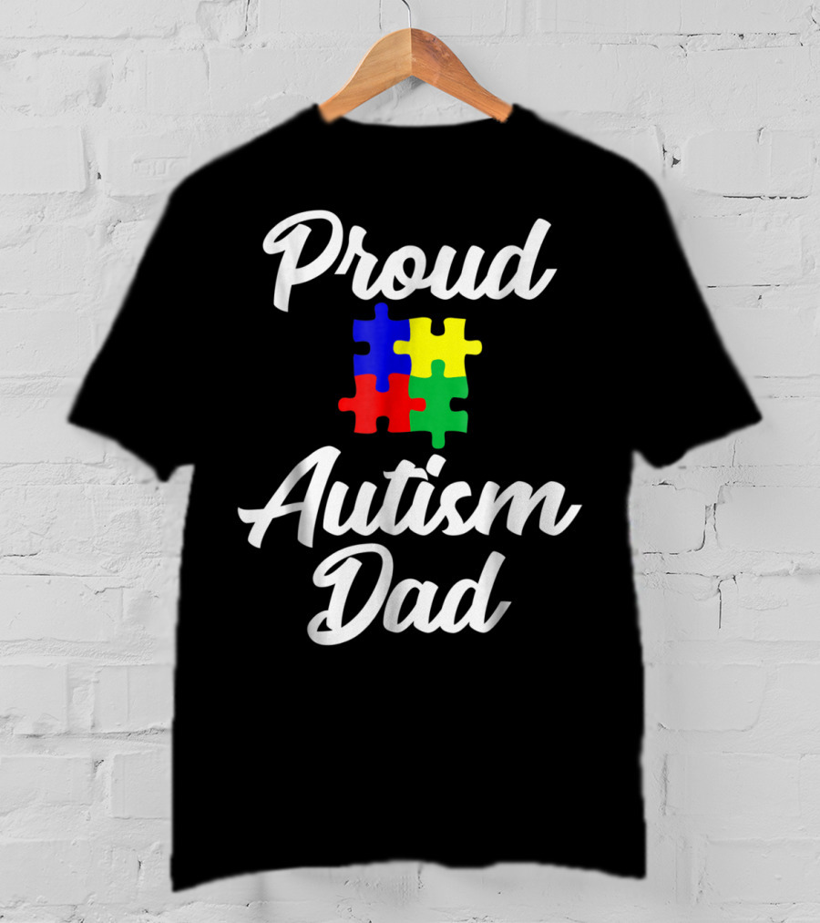 Proud Autism Dad Puzzle Support Men Grandpa Papa T-Shirt