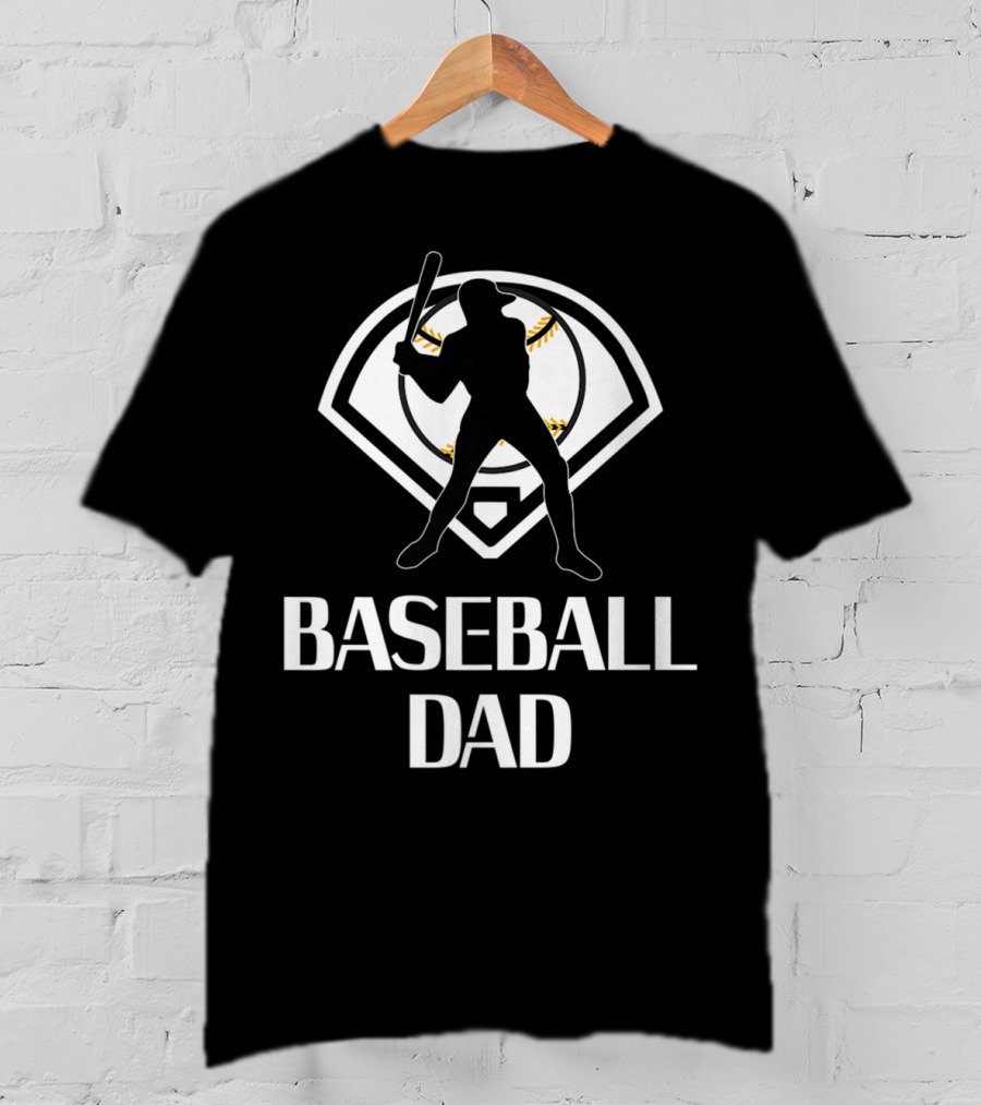 Baseball Dad Batter Silhouette With Baseball Backdrop T-Shirt