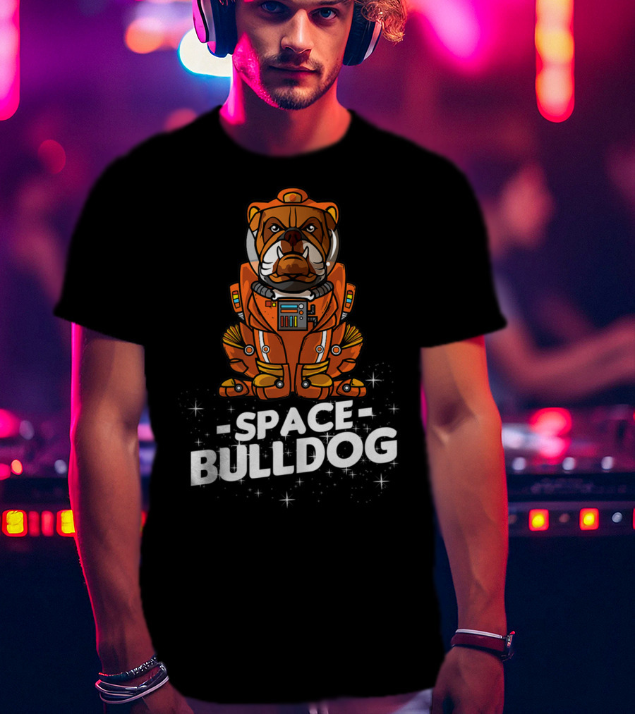 Space Bulldog In Astronaut Suit T-Shirt