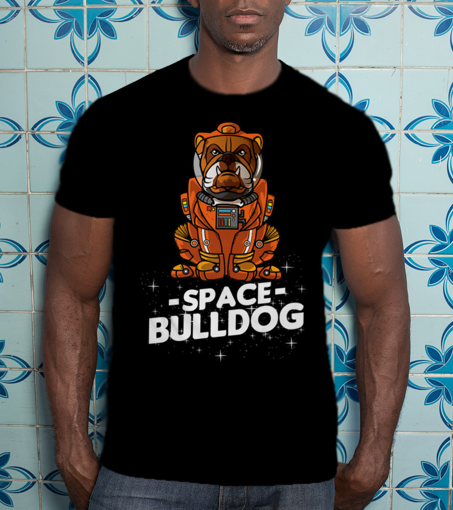 Space Bulldog In Astronaut Suit T-Shirt