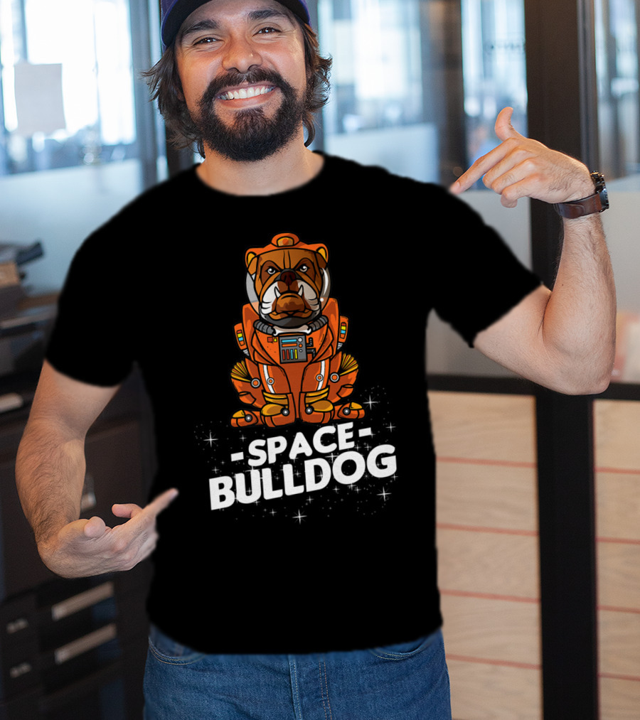 Space Bulldog In Astronaut Suit T-Shirt