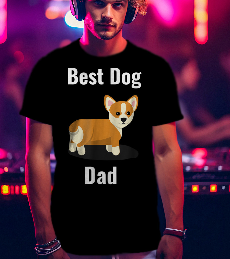 Best Dog Dad Corgi Cartoon T-Shirt