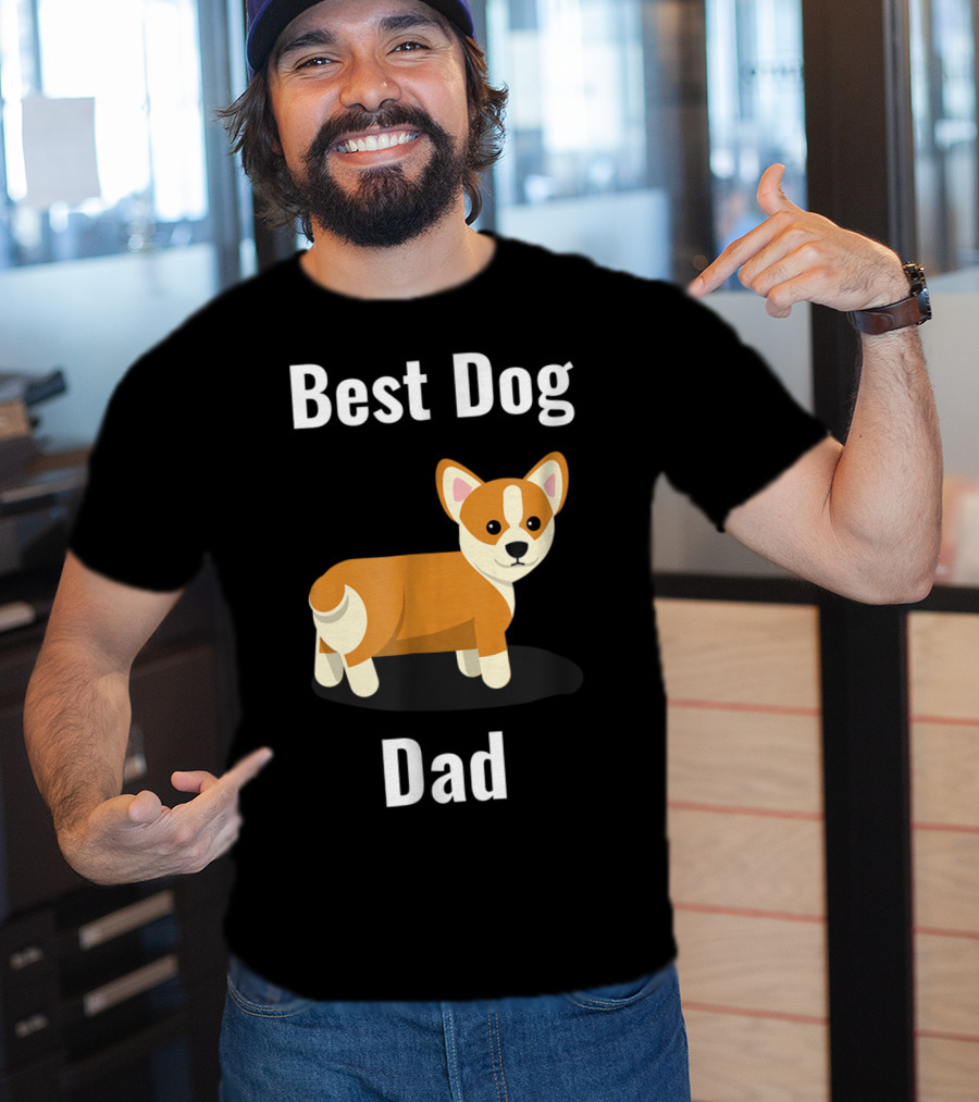 Best Dog Dad Corgi Cartoon T-Shirt