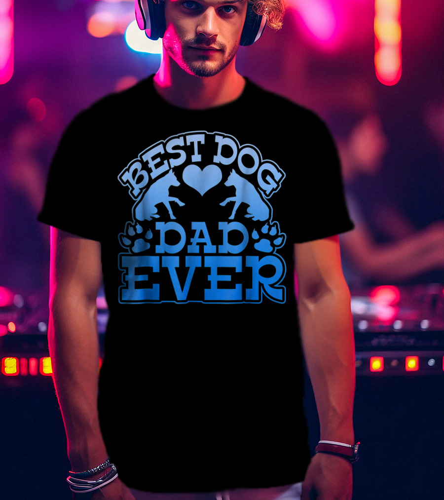 Best Dog Dad Ever Heart Paw Dogs T-Shirt