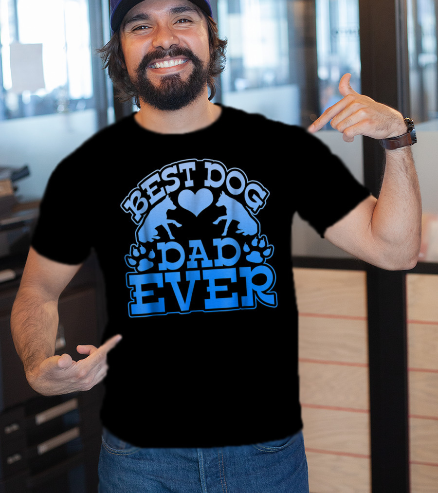 Best Dog Dad Ever Heart Paw Dogs T-Shirt