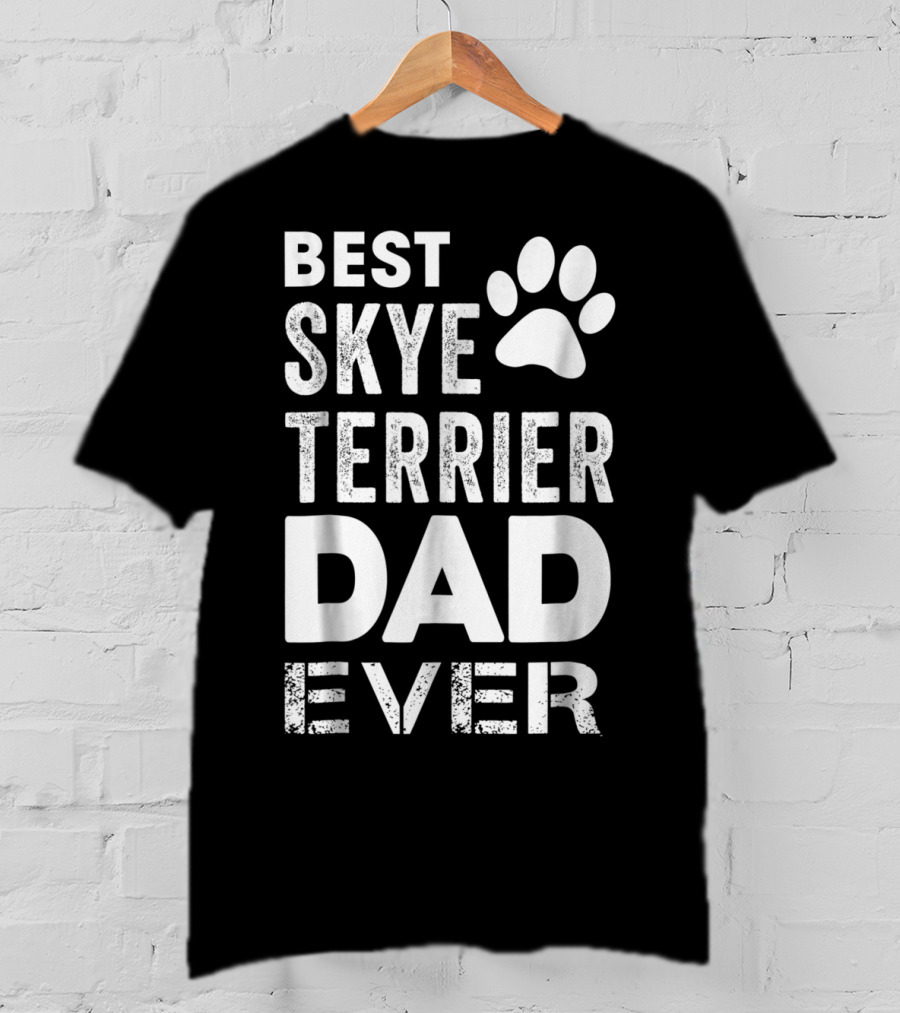 Best Skye Terrier Dad Ever With Paw Prints T-Shirt