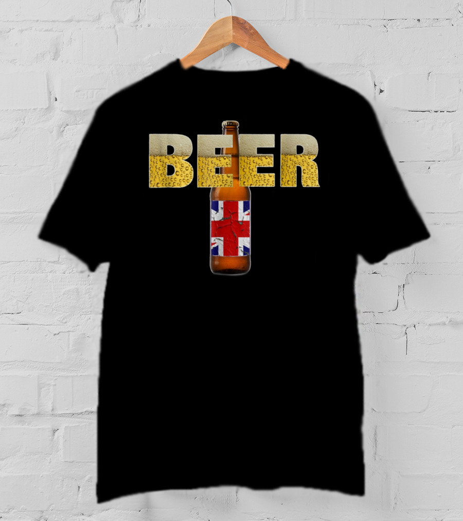Beer Bottle British Flag Pub Crawl Brewery 29 T-Shirt