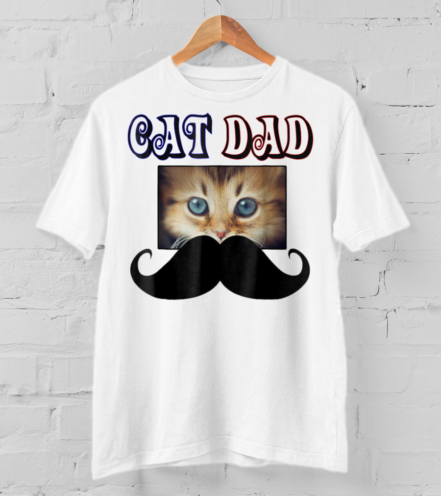 CaT Dad Love Cats76 Moustache Blue Eyed Kitten T-Shirt