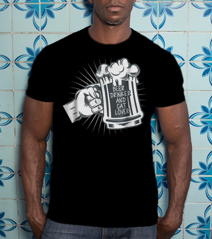 Beer Drinker And Cat Lover Cat Dad81 T-Shirt