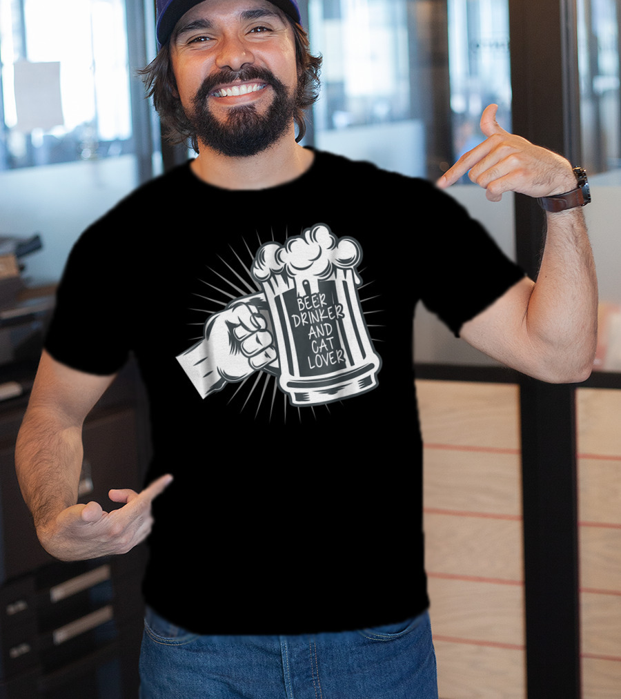 Beer Drinker And Cat Lover Cat Dad81 T-Shirt