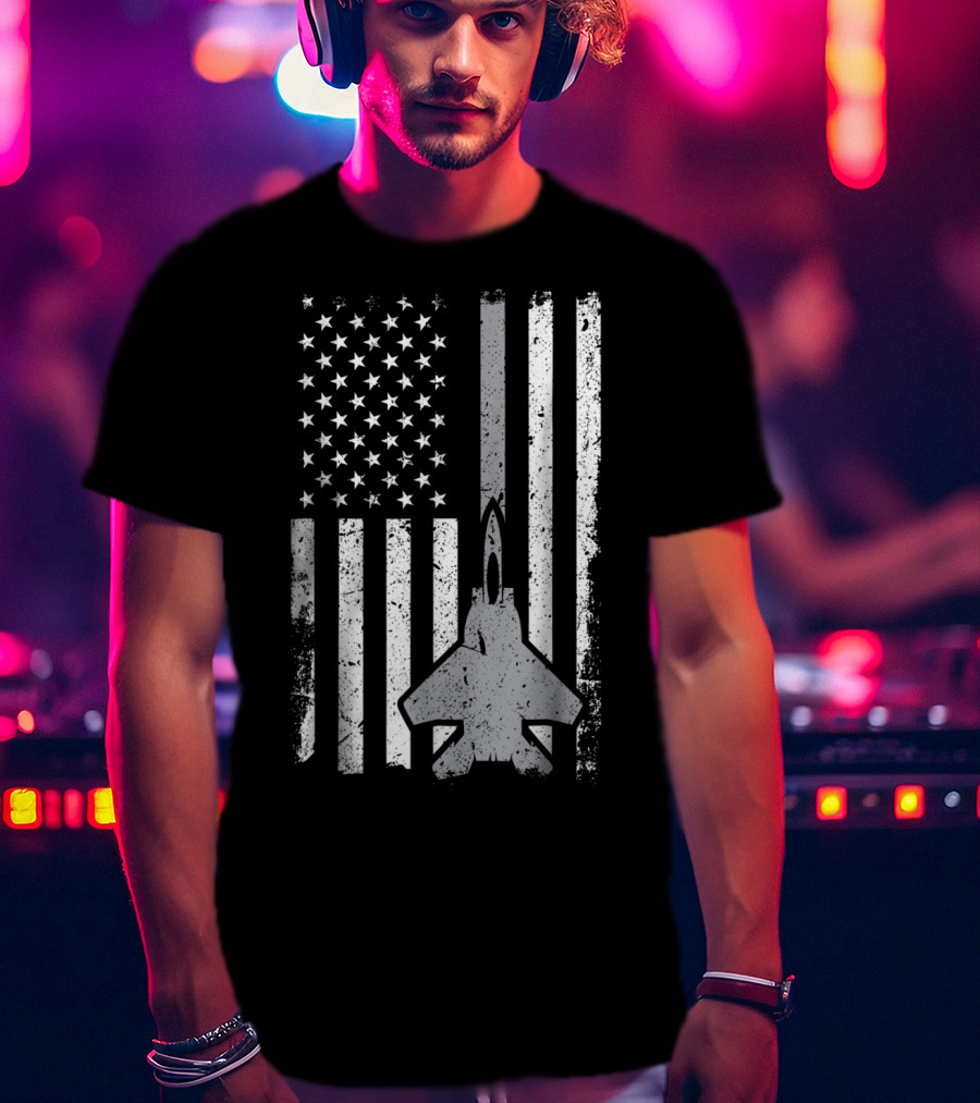 Air Force Veteran Dad Grandpa Uncle Veterans Day American Flag Jet T-Shirt