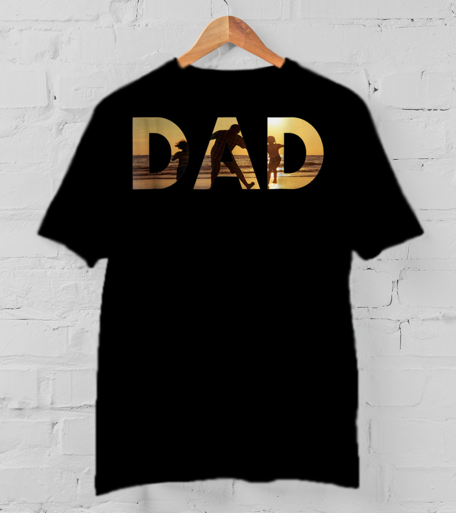 Dad With Sunset Beach Scene For Fathers And Great Men T-Shirt
