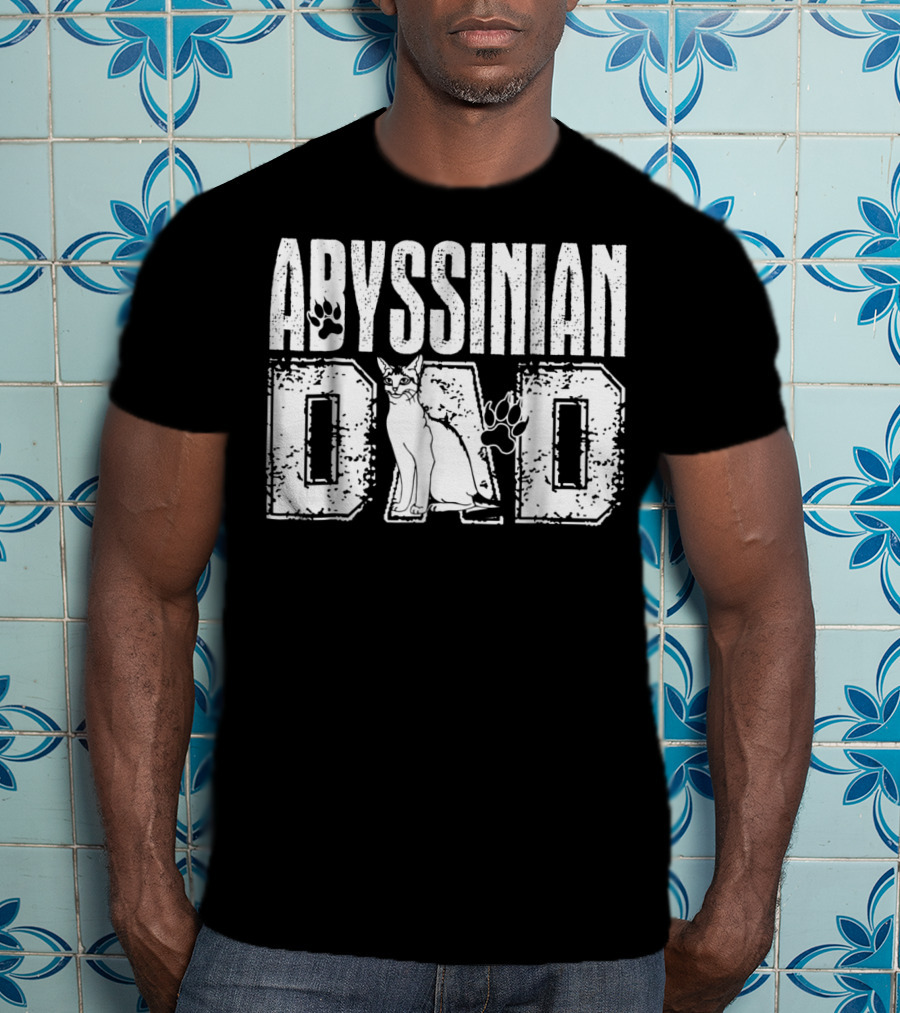 Abyssinian Dad Cat Paw Prints T-Shirt