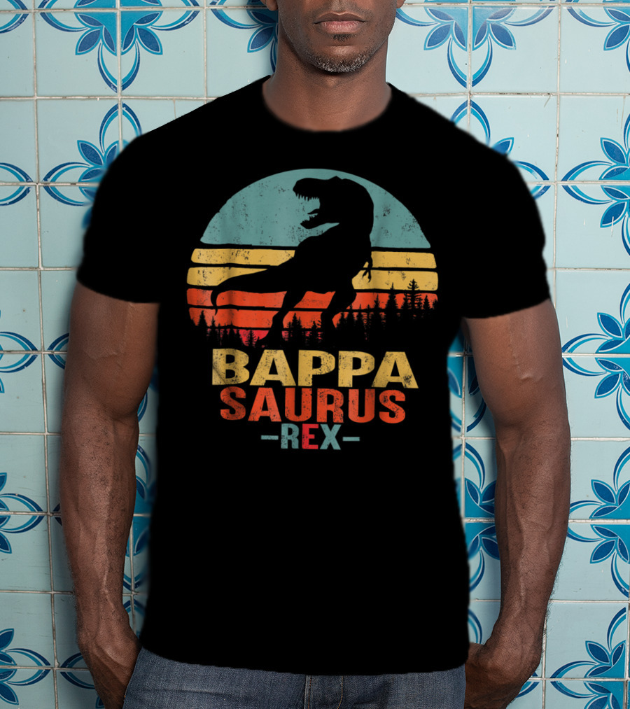 Bappasaurus Rex Dinosaur Retro Sunset T-Shirt