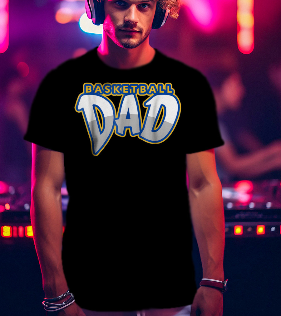 Basketball Dad Bold Blue And Yellow T-Shirt