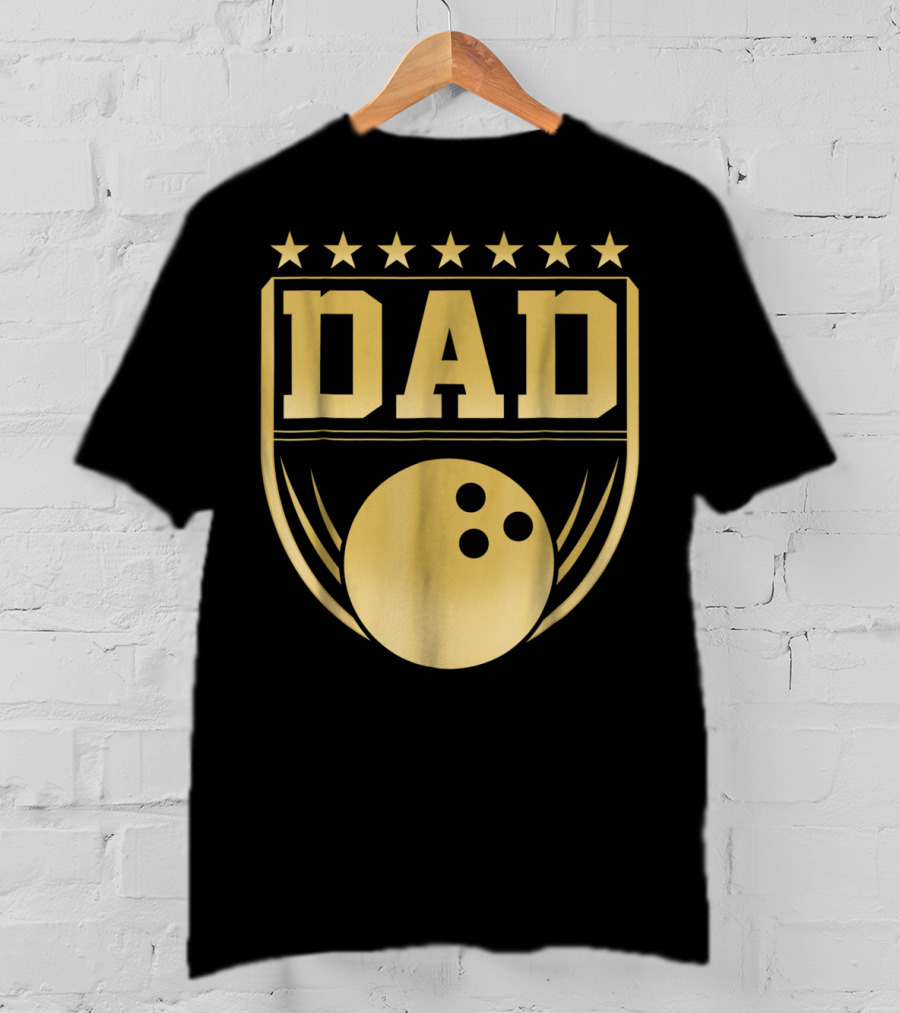 Dad Bowling Golden Shield Medal T-Shirt
