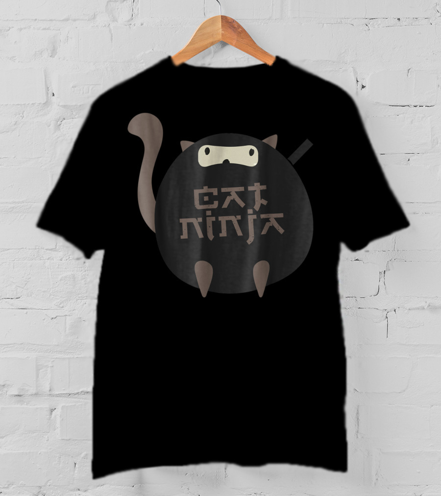 Cat Ninja Cat Dad40 Ninja Mask Playful Feline T-Shirt