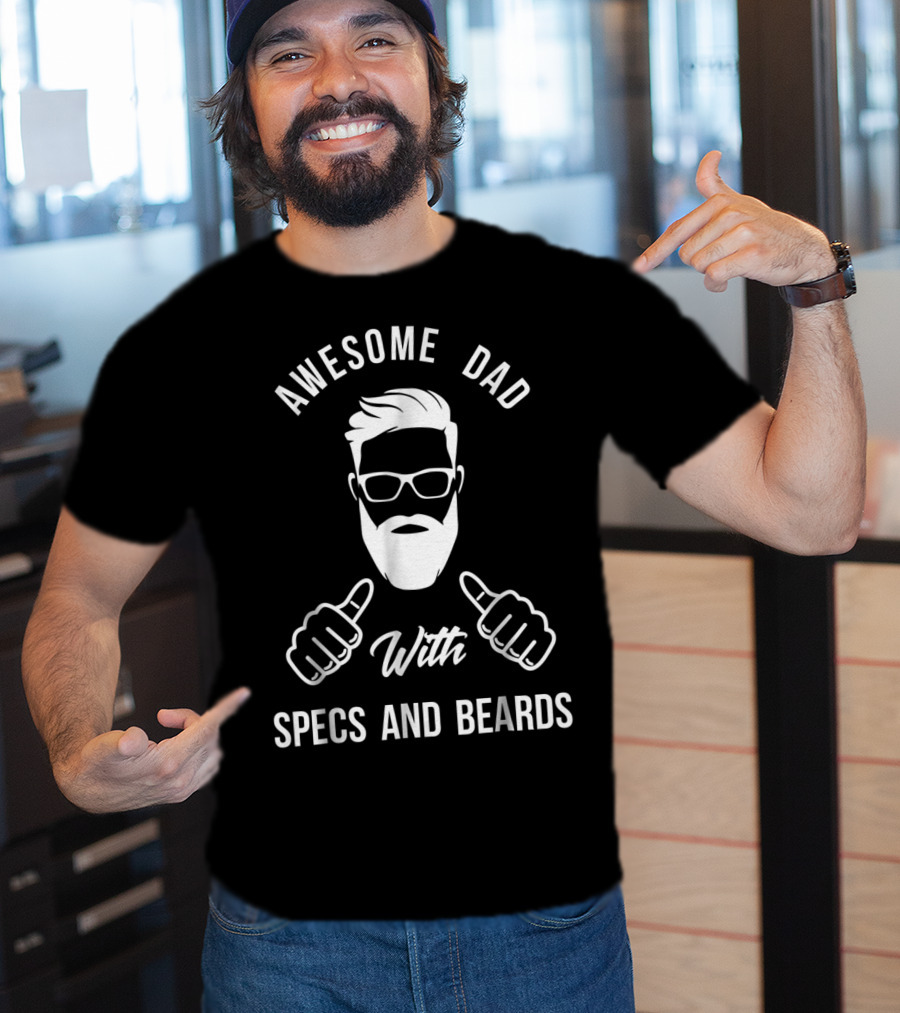 Awesome Dad With Specs And Beards Thumbs Up T-Shirt