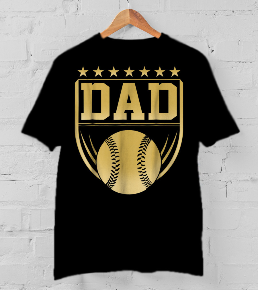 Golden Shield Baseball Dad Medal 76 T-Shirt