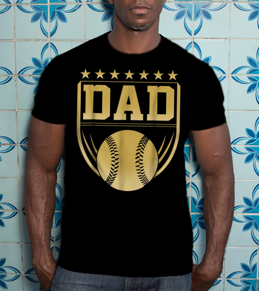 Golden Shield Baseball Dad Medal 76 T-Shirt
