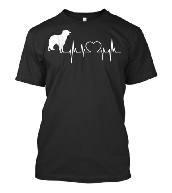Borzoi Dog Heartbeat Line With Heart Shape T-Shirt