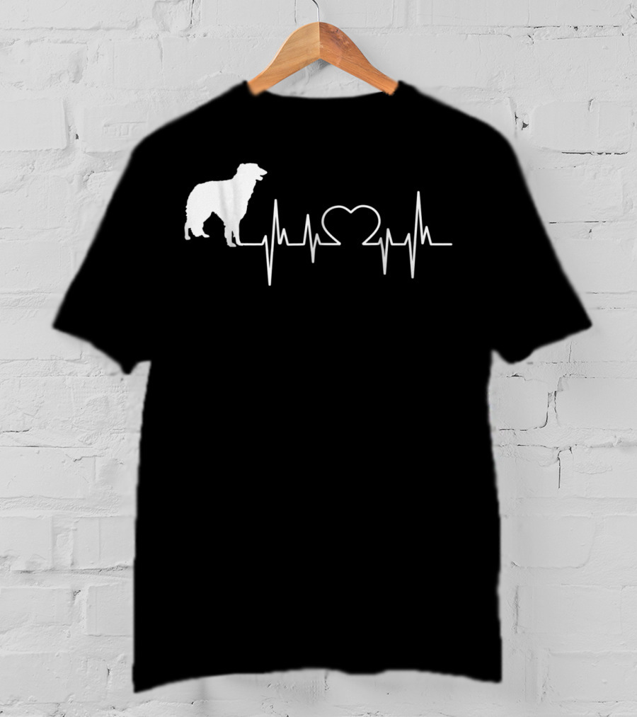 Borzoi Dog Heartbeat Line With Heart Shape T-Shirt
