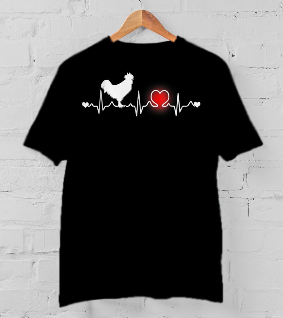Chicken Girls Boys Heartbeat Rooster Love T-Shirt