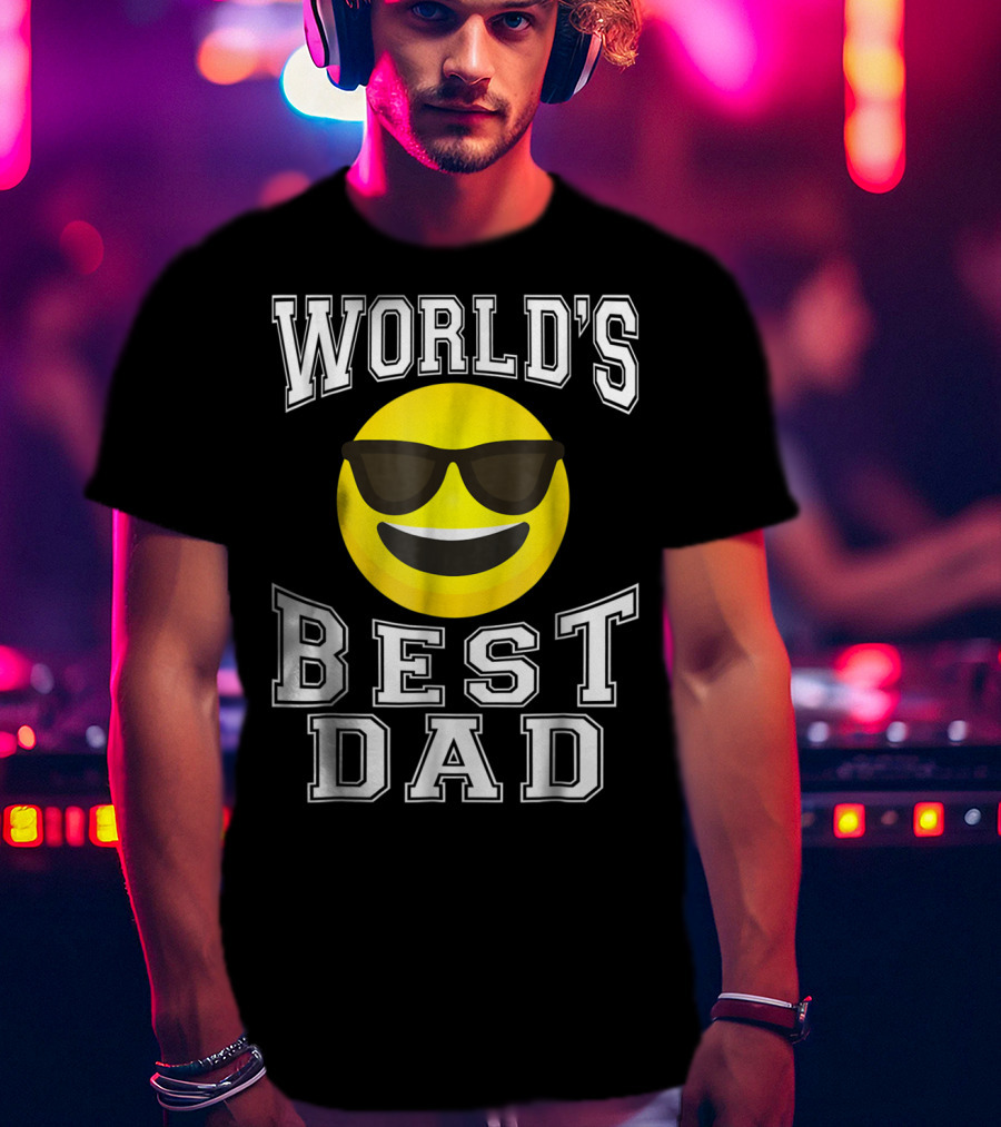 World's Best Dad Cool Emoticon T-Shirt