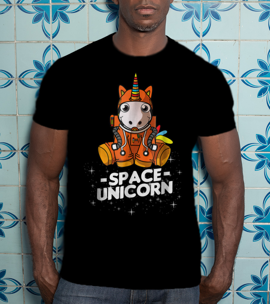 Space Unicorn Astronaut Suit With Christmas Dog Owner T-Shirt