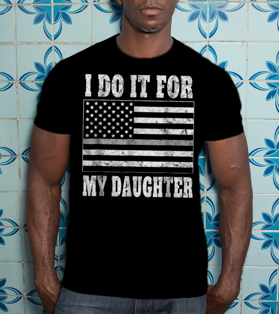Corrections Officer Dad Thin Gray Line I Do It For My Daughter American Flag T-Shirt