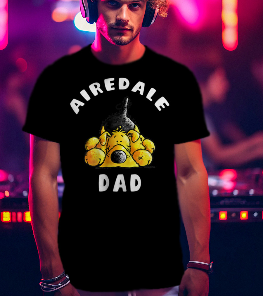Airedale Terrier Dad Dog Breed Cartoon T-Shirt