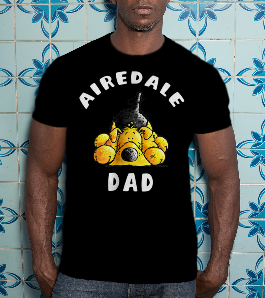 Airedale Terrier Dad Dog Breed Cartoon T-Shirt