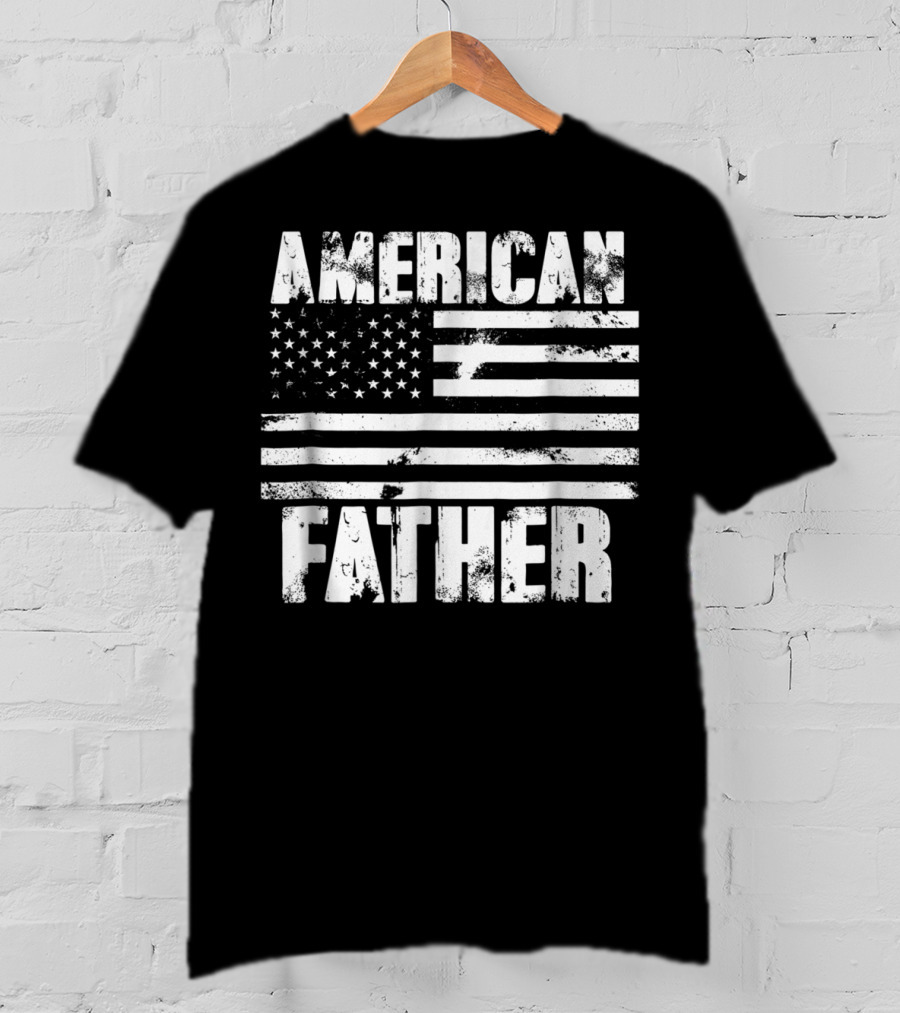 American Father Vintage US Flag Patriotic Dad T-Shirt